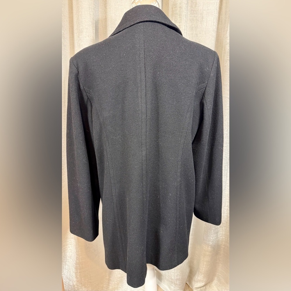 Fleet Street Women’s Black Wool Pea Coat Size M – Classic Double-Breasted Jacket - Picture 5 of 11